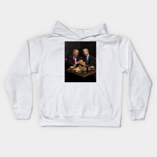 Trump and Biden enjoying burgers Kids Hoodie